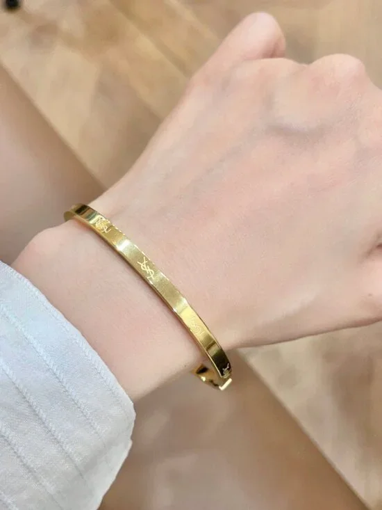 Yves Saint Laurent Engraved Letter Narrow Bangle - Picture 2 of 7